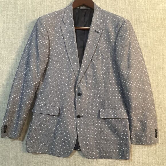 Tommy Hilfiger Linen Sport Coat Mens L42 Blazer Microdot Pattern 2 Button - Picture 1 of 11